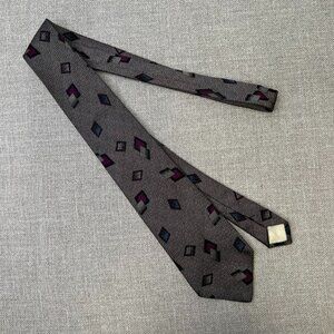 Andrew Fezza Tie Men Woven Silk Geometric 59.5x3.5 Hand Made Italy Work Core No